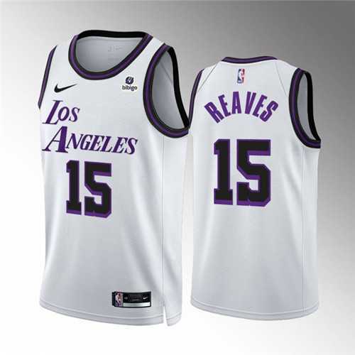 Men%27s Los Angeles Lakers #15 Austin Reaves White City Edition Stitched Basketball Jersey Dzhi